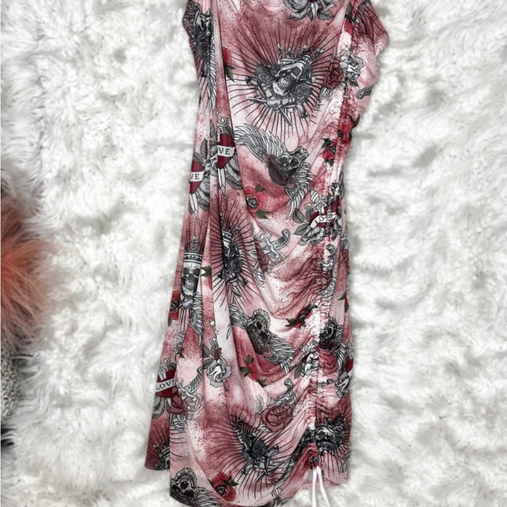 Fashion Nova Pink and Black Midi Dress
